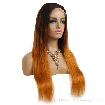 OEM Top Quality Ombre 4/30 Dark Brown Virgin Human Hair Lace Front Bob Wig With Bleached Knot And Baby Hair